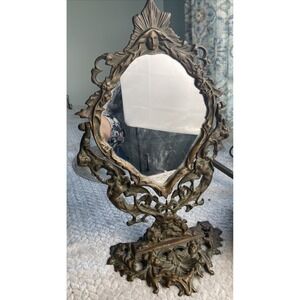 Antique Art Nouveau Bronze Frame c1910 Mythology Angel Birds